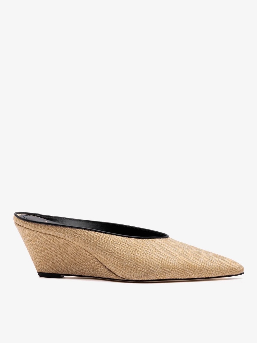 Larroude Beige Raffia Mule